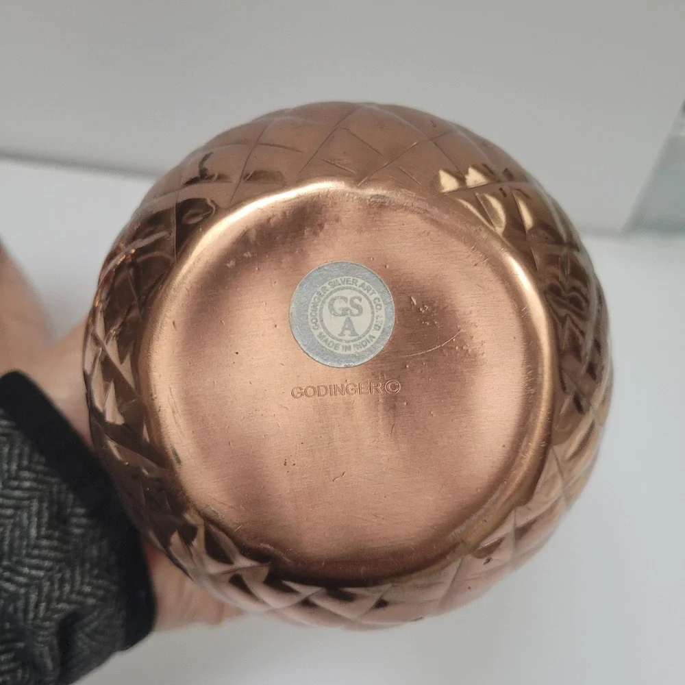 Godinger Pineapple Cups Set of 2‎ Vintage Tumblers Cocktail Gold